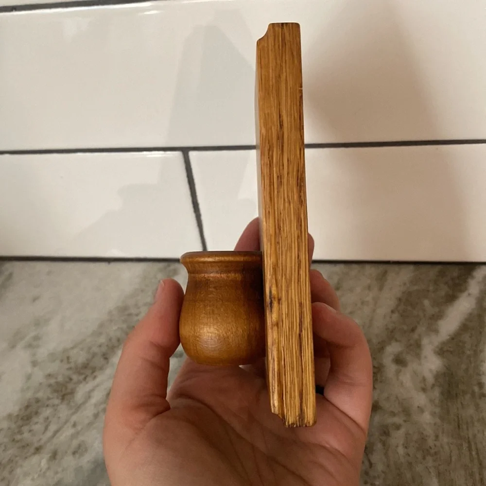 Vintage MCM wood wall candle holder sconce. Mini. Cottagecore, farmhouse rustic